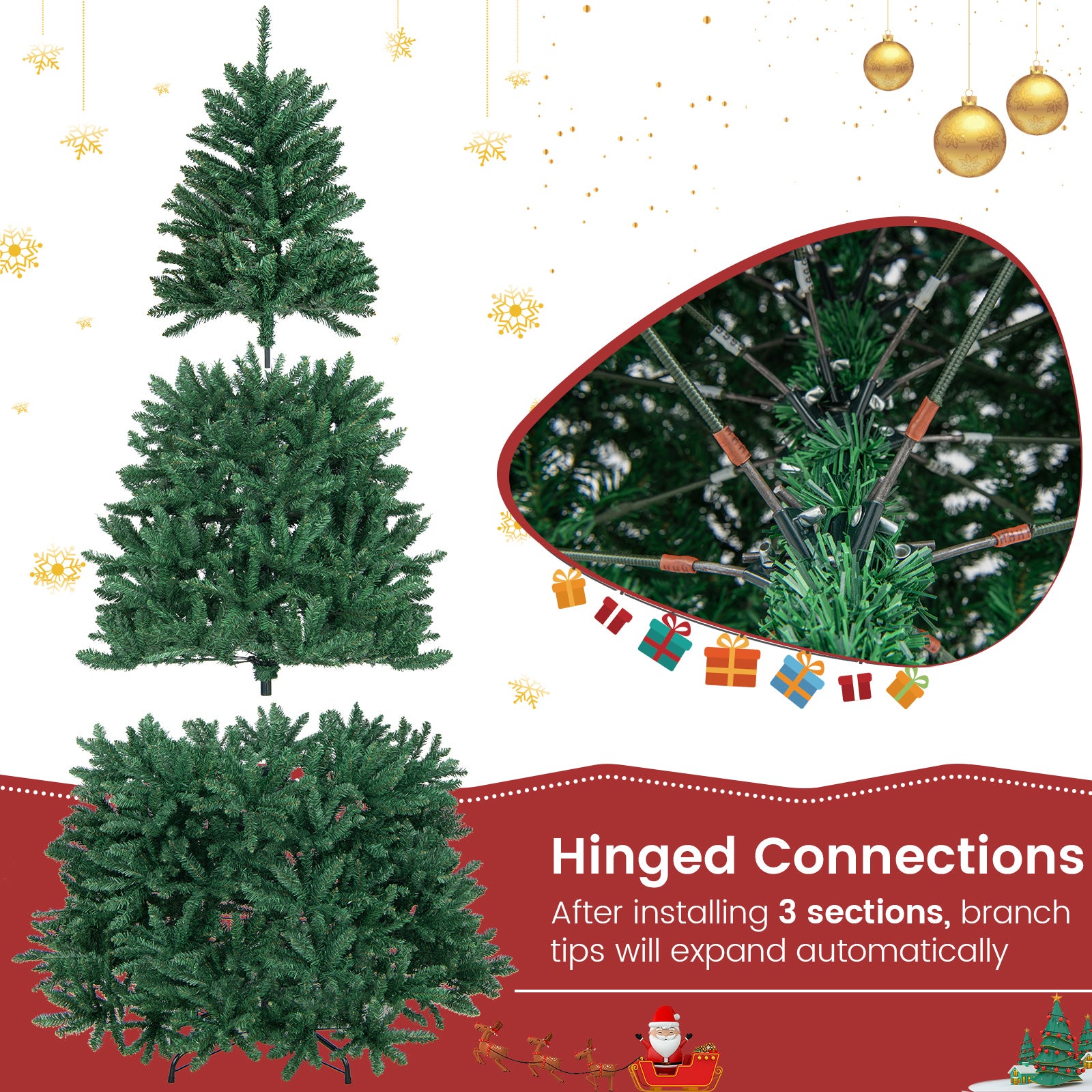 7.5 Feet Artificial Christmas Tree with Folding Metal Stand, Green Christmas Tree at Gallery Canada