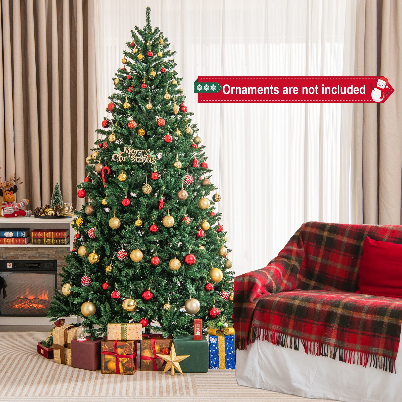 7.5 Feet Artificial Christmas Tree, Folding Metal Stand, Green Christmas Tree at Gallery Canada