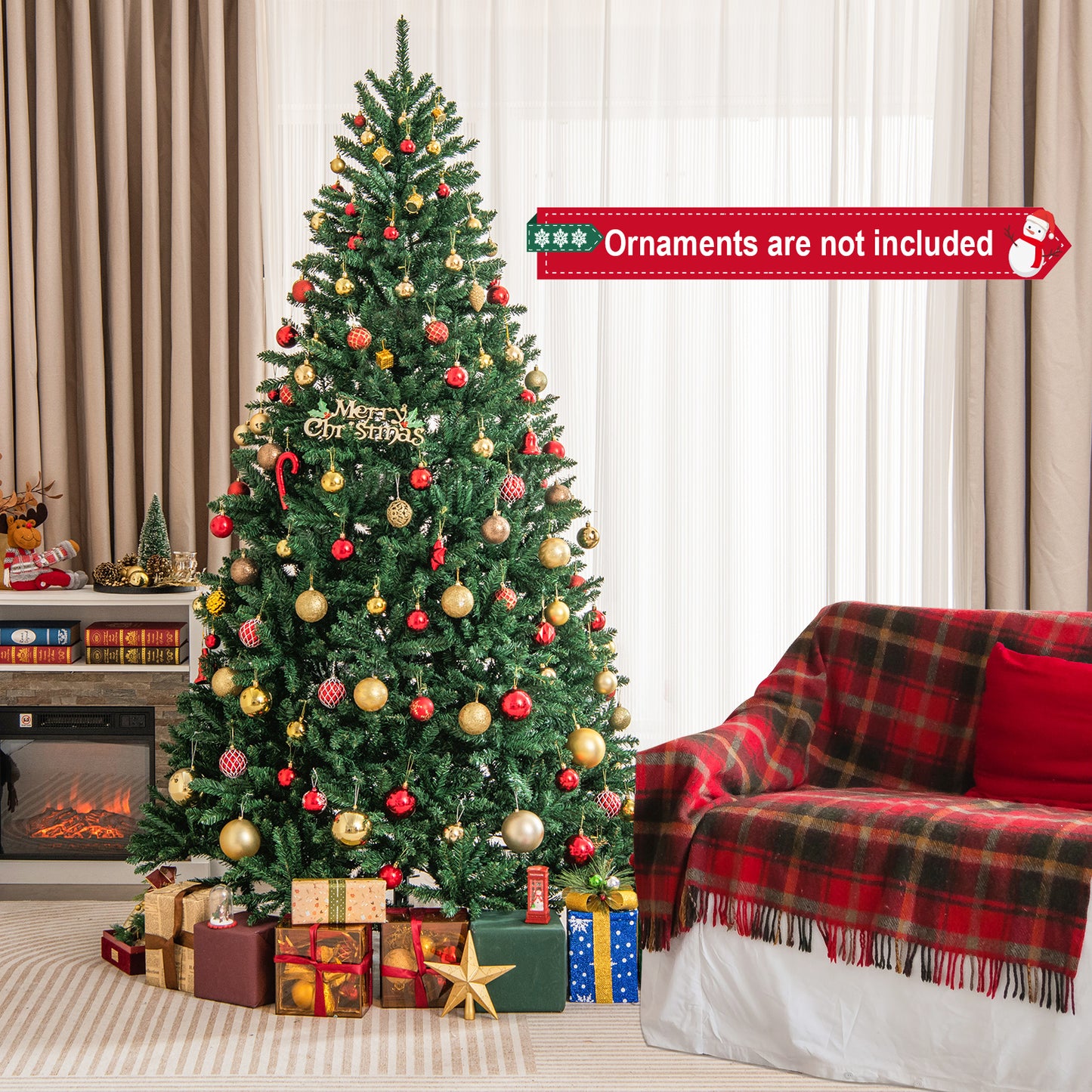7.5 Feet Artificial Christmas Tree, Folding Metal Stand, Green Christmas Tree at Gallery Canada