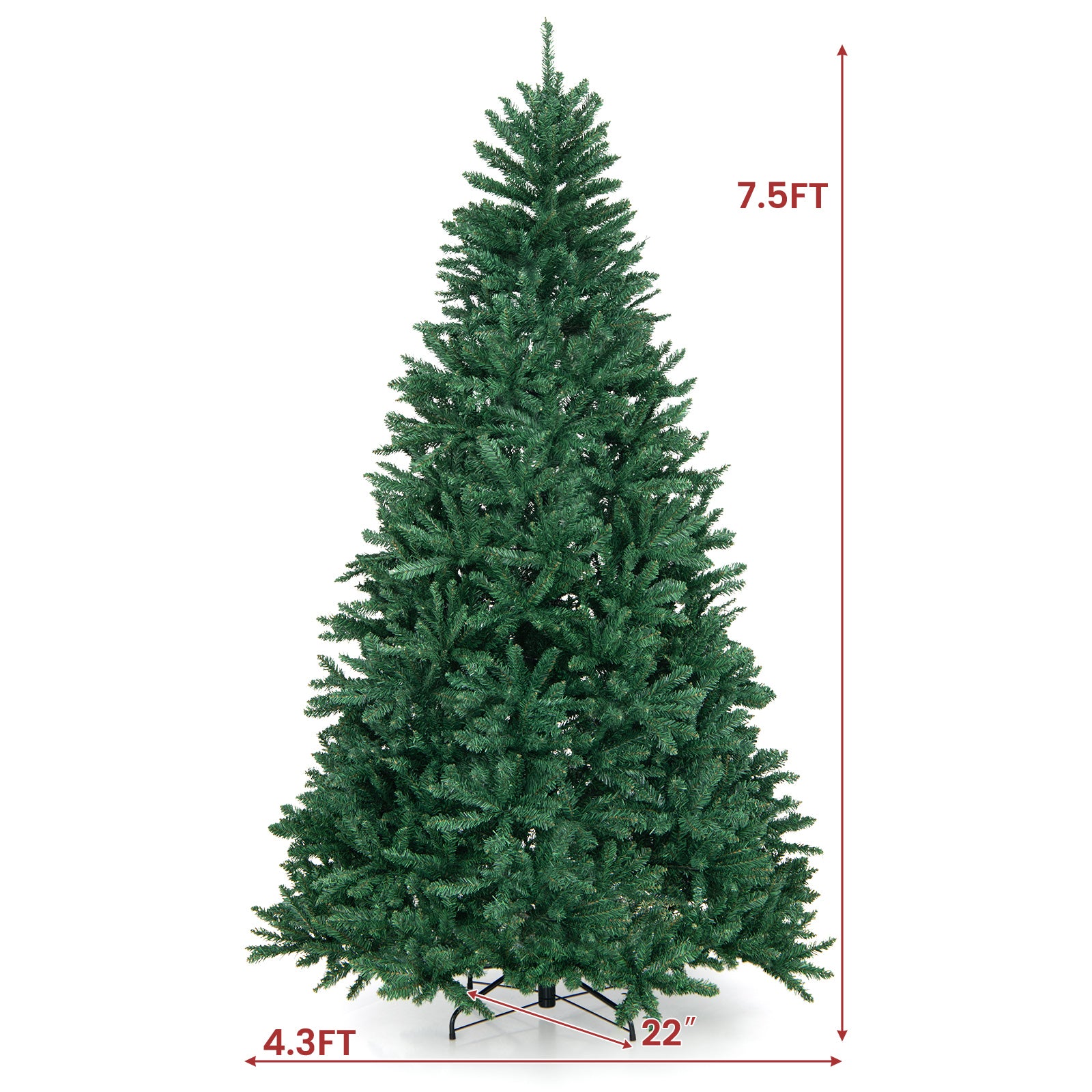 7.5 Feet Artificial Christmas Tree with Folding Metal Stand, Green Christmas Tree at Gallery Canada