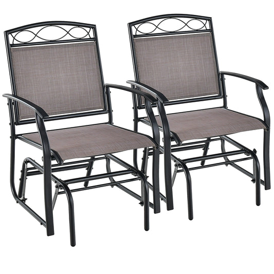 Set of 2 Outdoor Metal Glider Armchairs with Weather-resistant Fabric, Brown Patio Rocking Chairs & Gliders at Gallery Canada