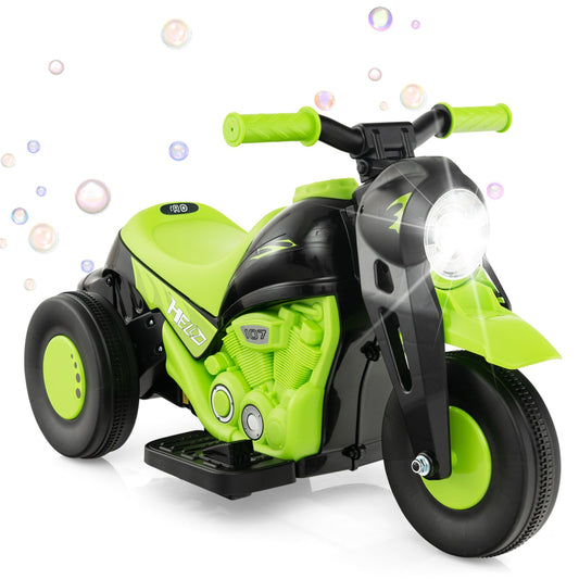 6V Kids Electric Ride on Motorcycle with Bubble Maker and Music, Green - Gallery Canada