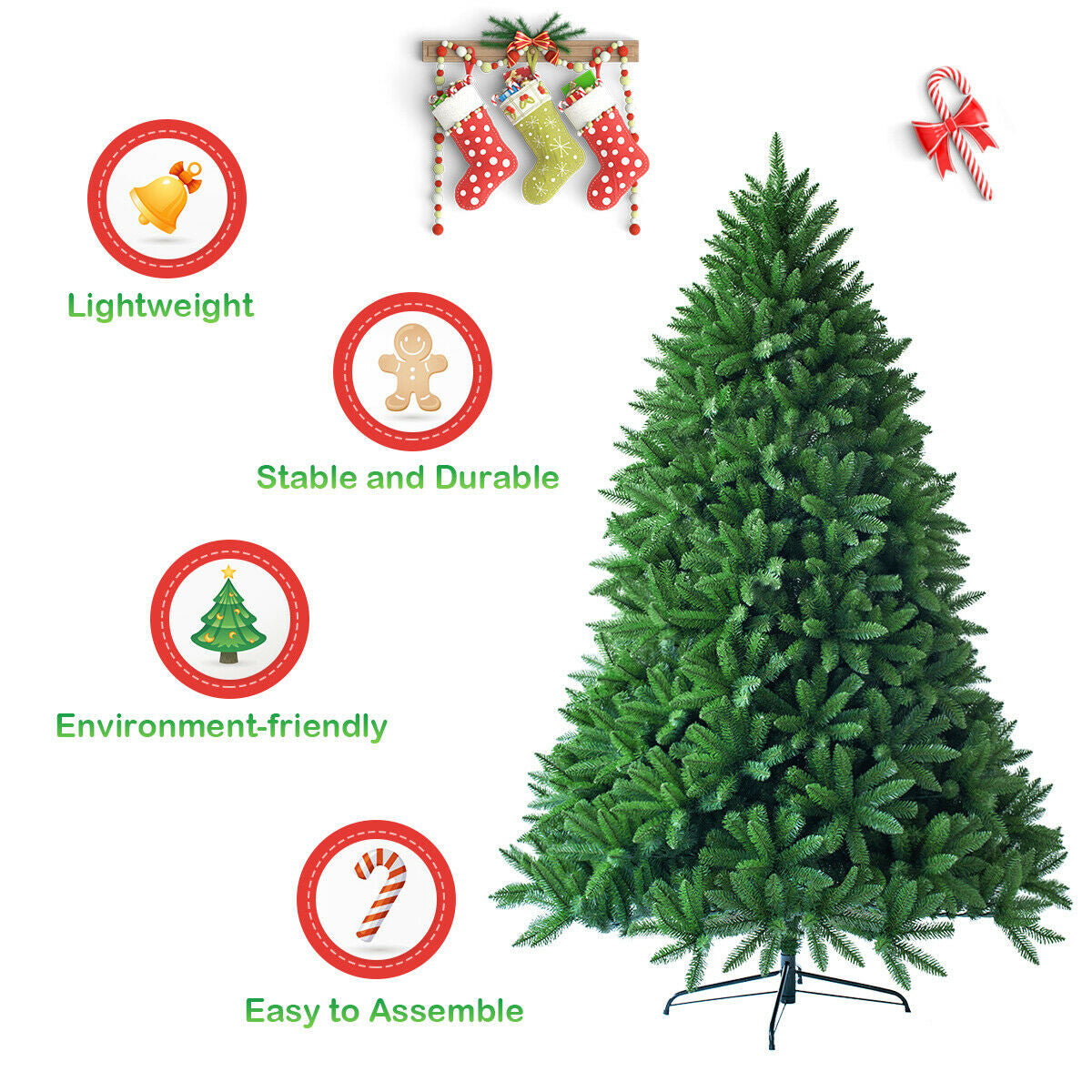 7.5 Feet Artificial Christmas Tree, 1968 Branch Tips, Green Christmas Tree at Gallery Canada