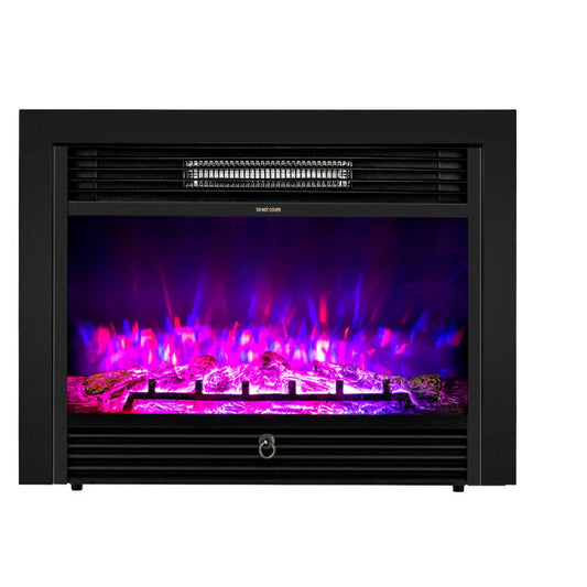 28.5 Inch Electric Fireplace, Recessed, 3 Flame Colors, Black Fireplaces Black at Gallery Canada