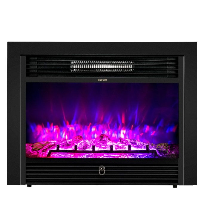28.5 Inch Electric Fireplace, Recessed, 3 Flame Colors, Black Fireplaces Black at Gallery Canada
