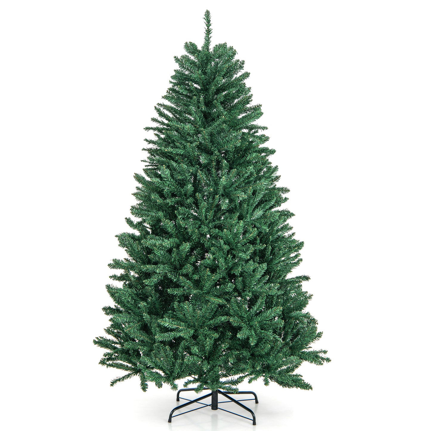 6 Feet Hinged Artificial Christmas Tree with Solid Metal Stand, Green Christmas Tree Green at Gallery Canada