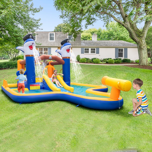 7-In-1 Water Slide Park with Splash Pool and Water Cannon with 750W Blower - Gallery Canada