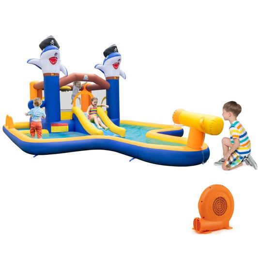 7-In-1 Water Slide Park with Splash Pool and Water Cannon with 750W Blower - Gallery Canada