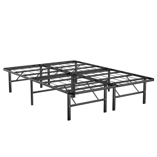 Foldable Metal Platform Bed, Full Size, Tool-Free Assembly, Black Simple Bed Frame Black at Gallery Canada