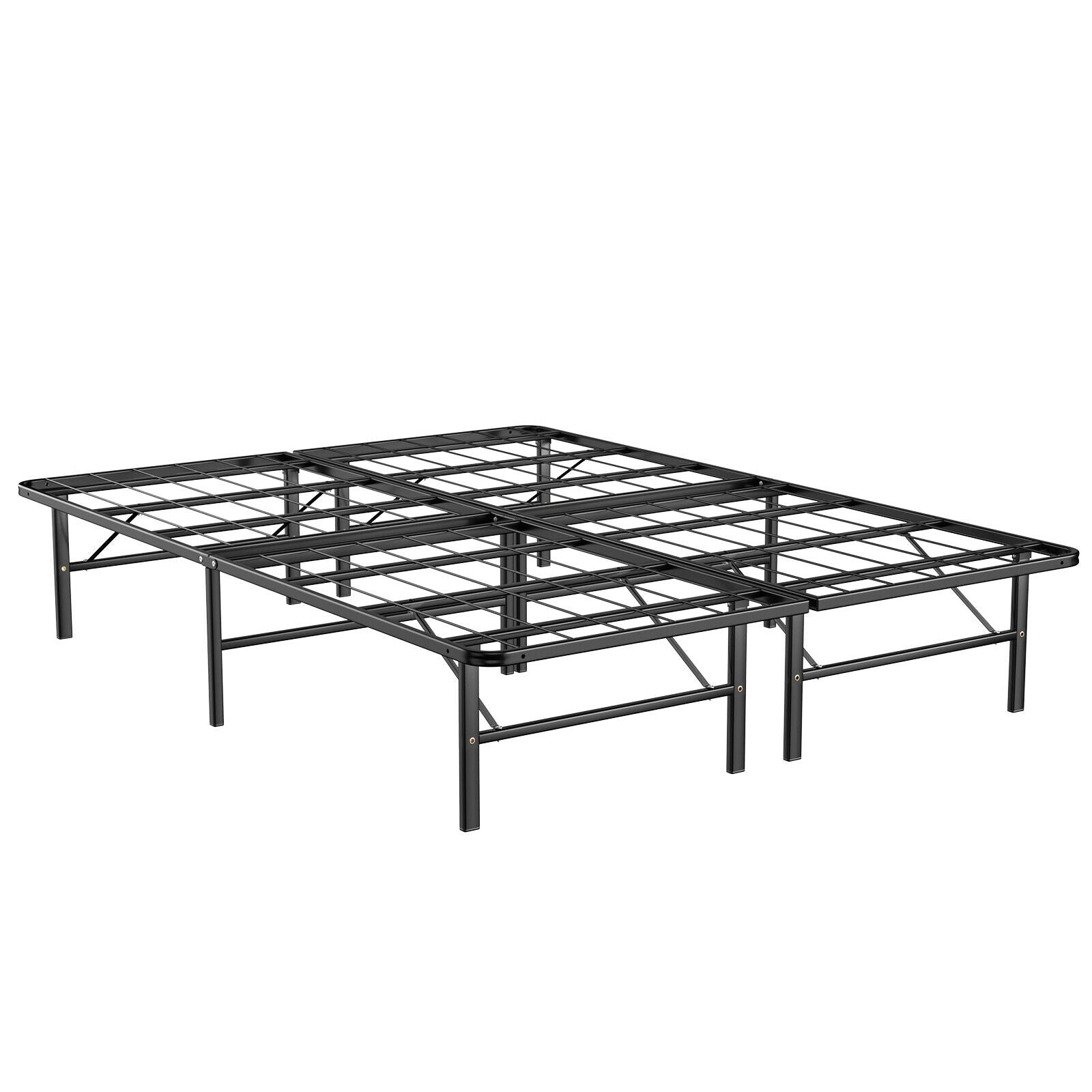 Queen Size Foldable Metal Platform Bed, Tool-Free Assembly, Black Simple Bed Frame at Gallery Canada