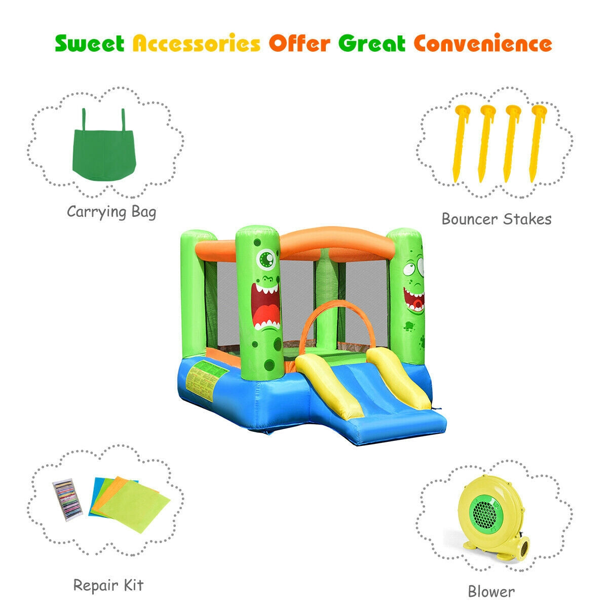 Inflatable Castle Bounce House Jumper Kids Playhouse with Slider, Multicolor Bounce House at Gallery Canada