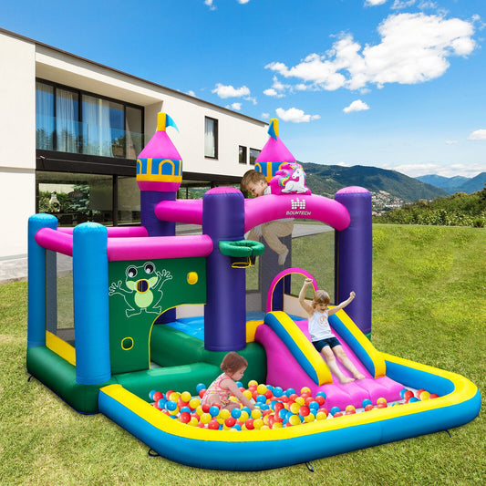 6-in-1 Kids Inflatable Unicorn-themed Bounce House with 735W Blower - Gallery Canada