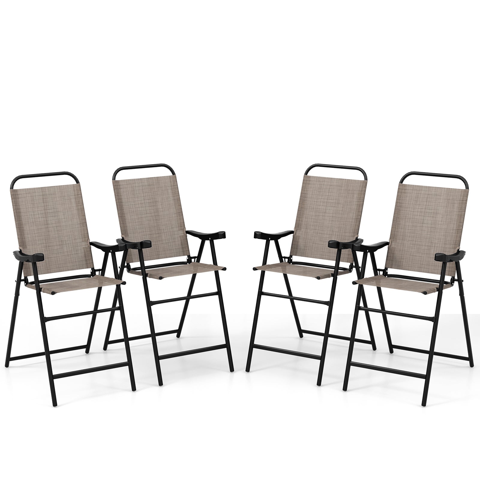 Patio Folding Bar Stool Set, Metal Frame, Footrest, Coffee Patio Bar Furniture at Gallery Canada