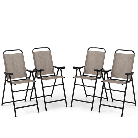 Patio Folding Bar Stool Set, Metal Frame, Footrest, Coffee Patio Bar Furniture Coffee at Gallery Canada