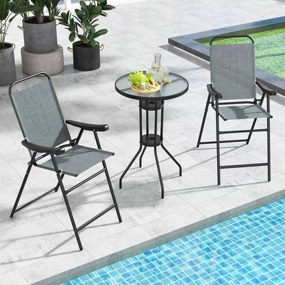 Patio Folding Bar Stool Set of 2 with Metal Frame and Footrest, Blue Patio Bar Furniture at Gallery Canada