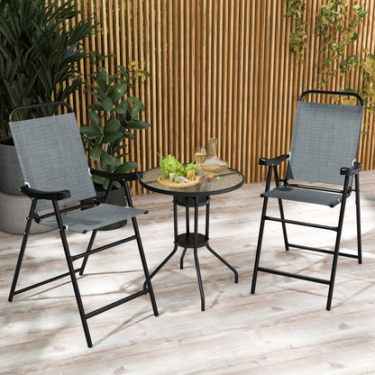 Patio Folding Bar Stool Set of 2 with Metal Frame and Footrest, Blue Patio Bar Furniture at Gallery Canada