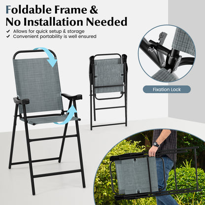 Patio Folding Bar Stool Set of 2 with Metal Frame and Footrest, Blue Patio Bar Furniture at Gallery Canada