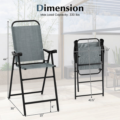 Patio Folding Bar Stool Set of 2 with Metal Frame and Footrest, Blue Patio Bar Furniture at Gallery Canada