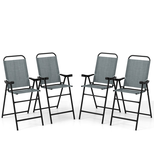 Folding Bar Stool Set, 4 Pack, Metal Frame With Footrest, Blue Patio Bar Furniture Blue at Gallery Canada