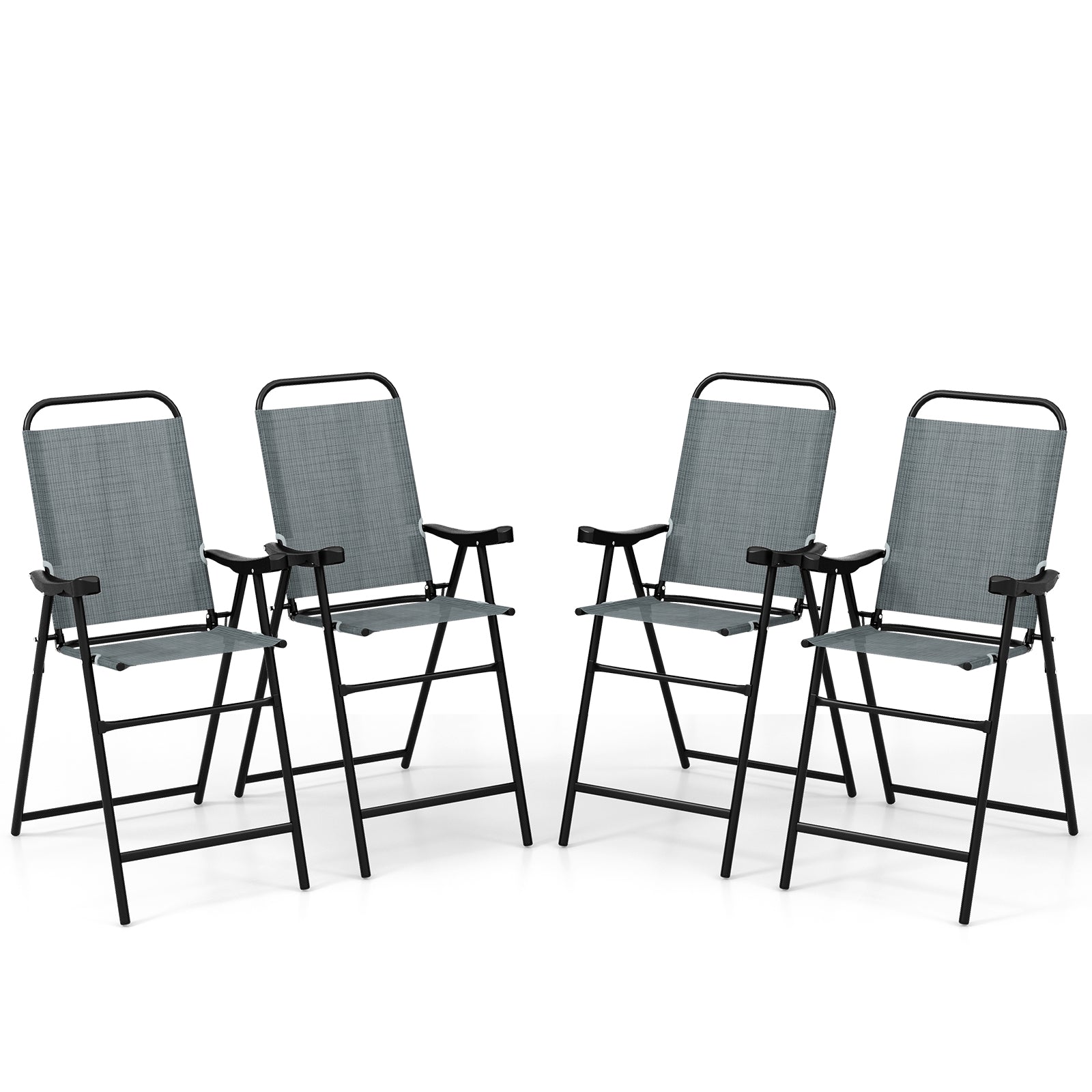 Folding Bar Stool Set, 4 Pack, Metal Frame With Footrest, Blue Patio Bar Furniture at Gallery Canada
