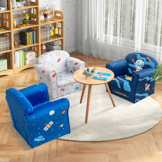 Toddler Upholstered Armchair with Solid Wooden Frame and High-density Sponge Filling, Multicolor - Gallery Canada