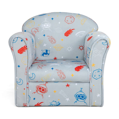 Toddler Upholstered Armchair with Solid Wooden Frame and High-density Sponge Filling, Gray Kids Chairs & Seating at Gallery Canada