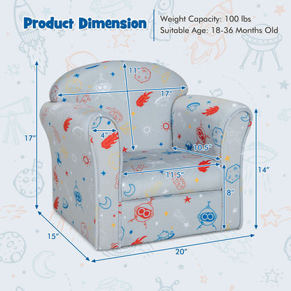 Toddler Upholstered Armchair with Solid Wooden Frame and High-density Sponge Filling, Gray Kids Chairs & Seating at Gallery Canada