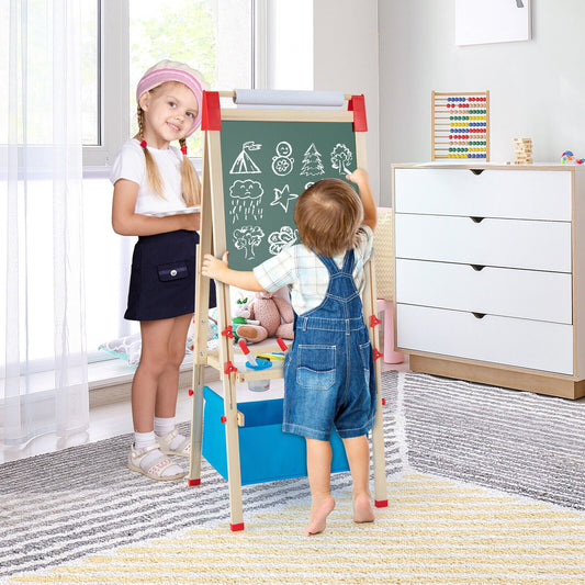 3-in-1 Double-Sided Adjustable Kid Easel for 3-8 Years Old Toddlers, Multicolor - Gallery Canada