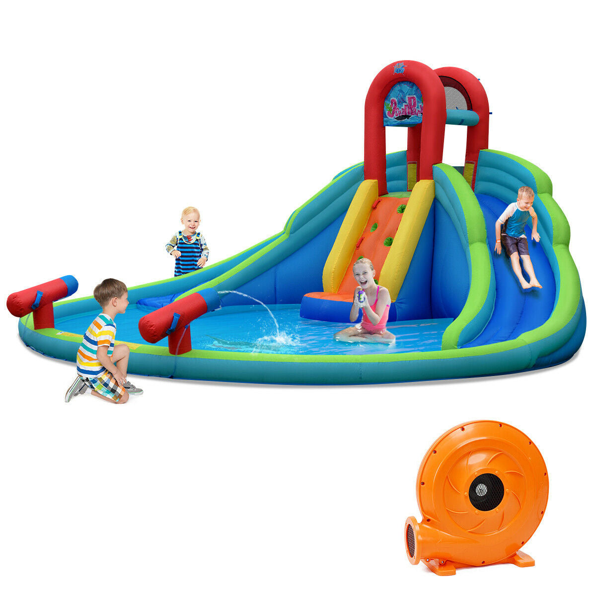 Inflatable Water Slide Bounce House With Mighty Splash Pool, Blue Bounce House Blue at Gallery Canada