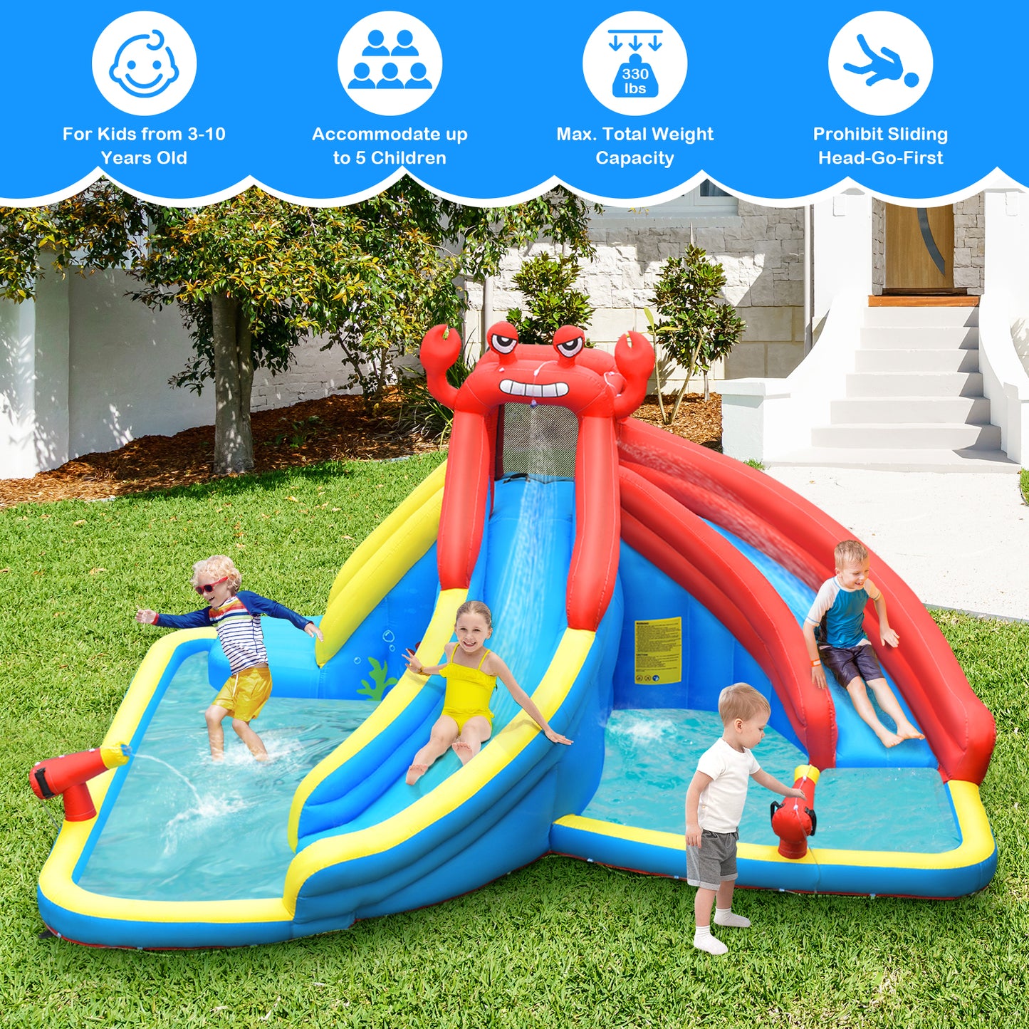 Inflatable Water Slide Bounce House with Water Cannon with 680W Blower Bounce House at Gallery Canada