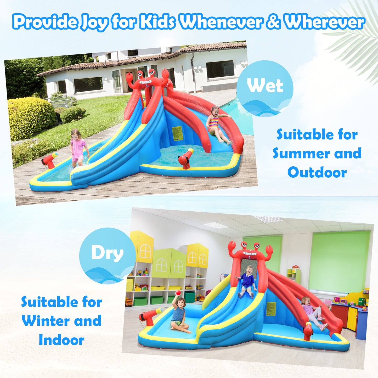 Inflatable Water Slide Bounce House with Water Cannon with 680W Blower Bounce House at Gallery Canada