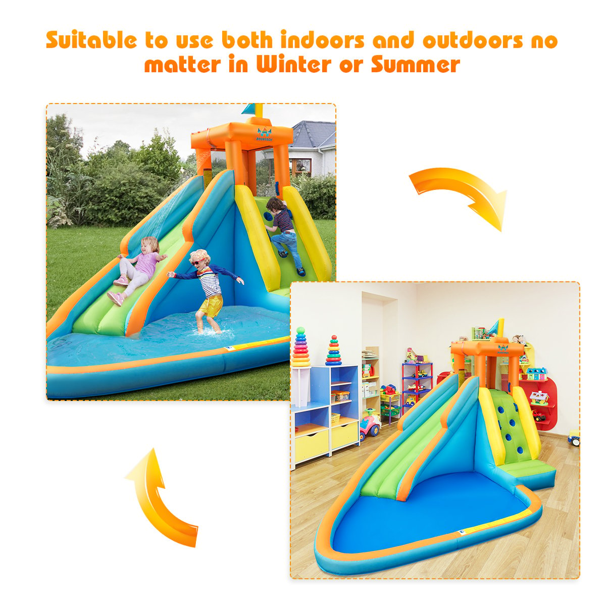 Inflatable Water Slide Kids Bounce House with 750W Blower - Gallery Canada