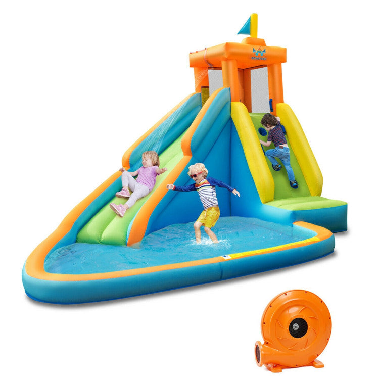 Inflatable Water Slide, Bounce House, 740W Blower