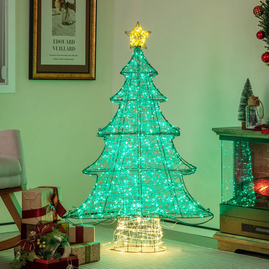 4 Feet Lighted Artificial Christmas Tree with 520 LED Lights and Top Star, Green - Gallery Canada