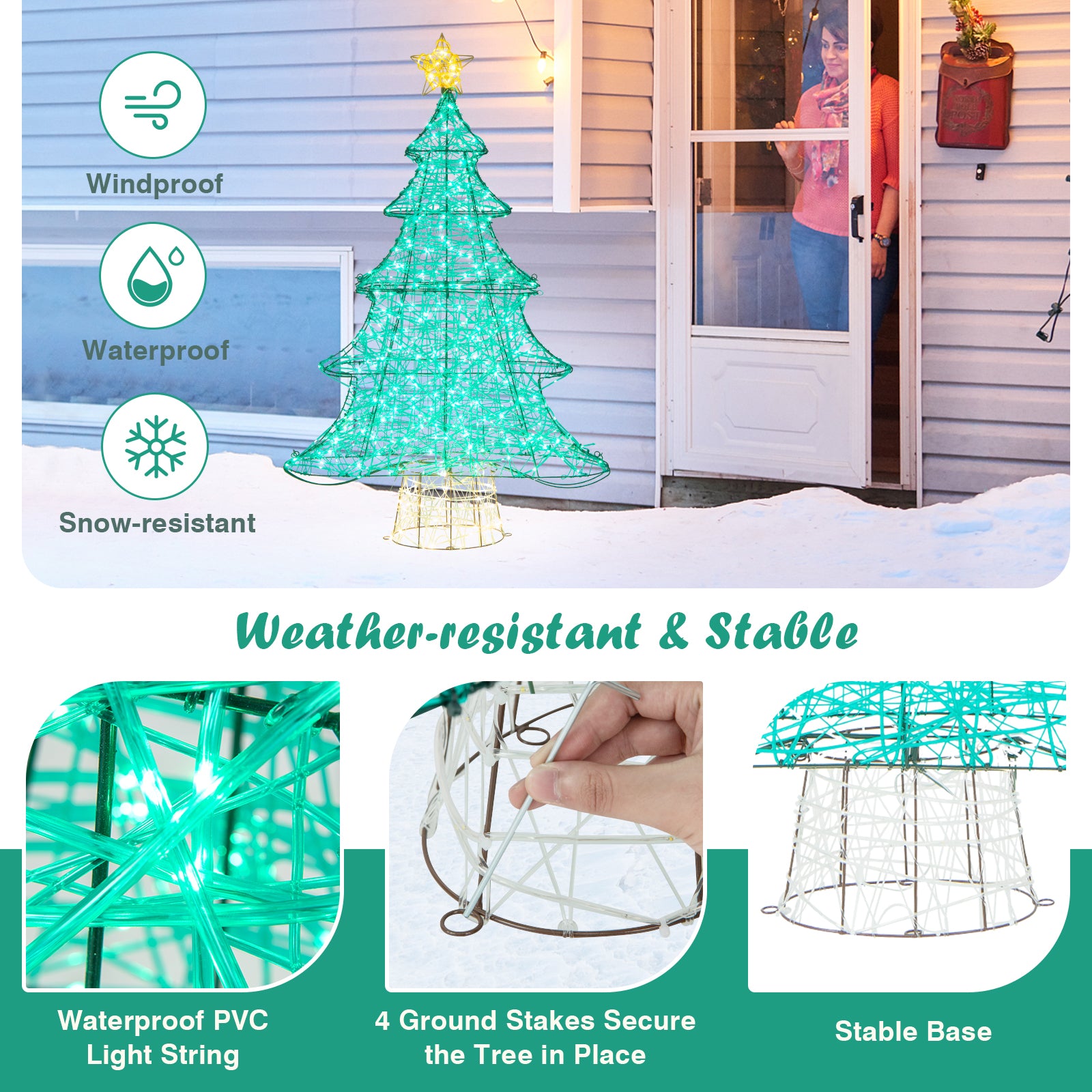 4 Feet Artificial Christmas Tree, 520 LED Lights, Top Star, Green Christmas Tree at Gallery Canada