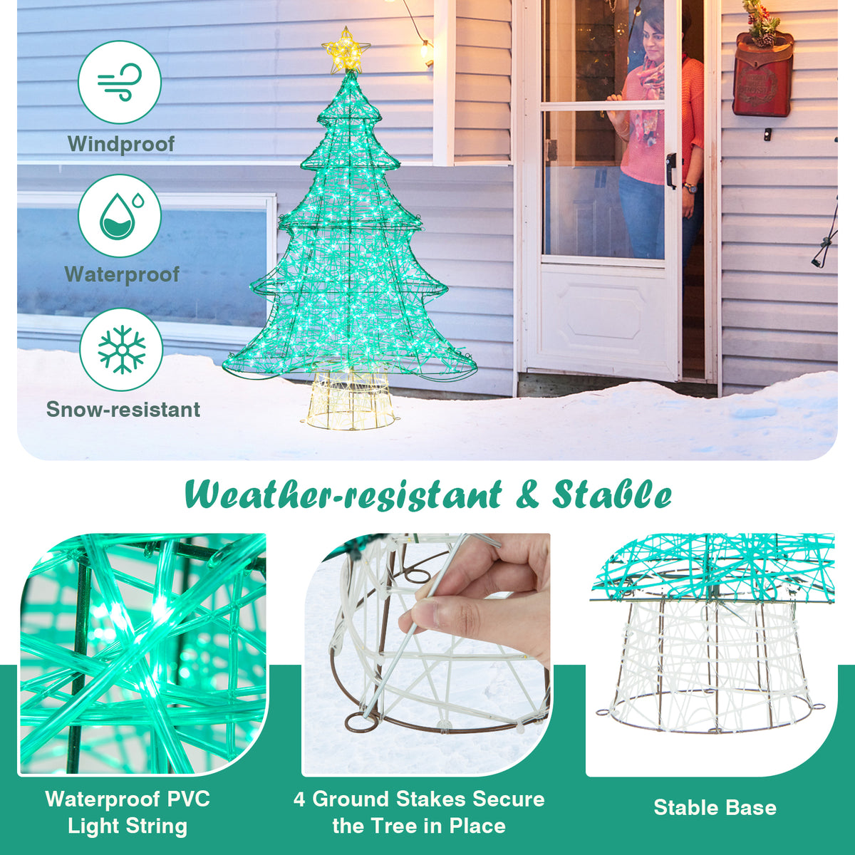 4 Feet Artificial Christmas Tree, 520 LED Lights, Top Star, Green Christmas Tree at Gallery Canada