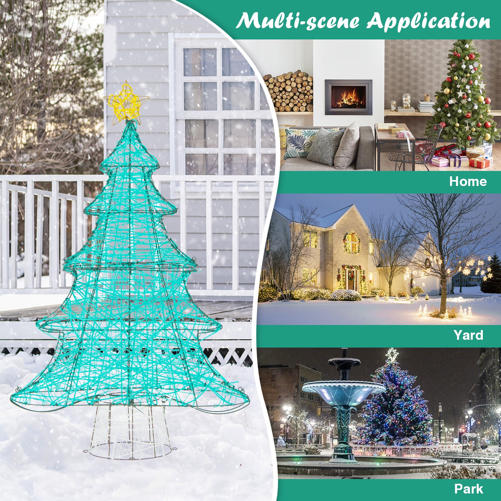 4 Feet Artificial Christmas Tree, 520 LED Lights, Top Star, Green Christmas Tree at Gallery Canada
