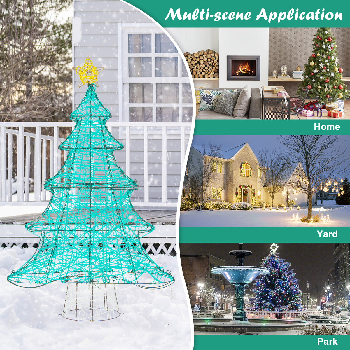 4 Feet Artificial Christmas Tree, 520 LED Lights, Top Star, Green Christmas Tree at Gallery Canada