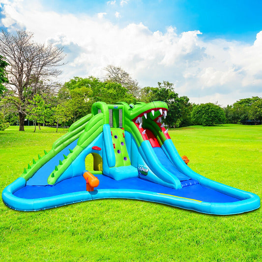 Inflatable Crocodile Water Slide Climbing Wall Bounce House Bounce House multiple colors at Gallery Canada