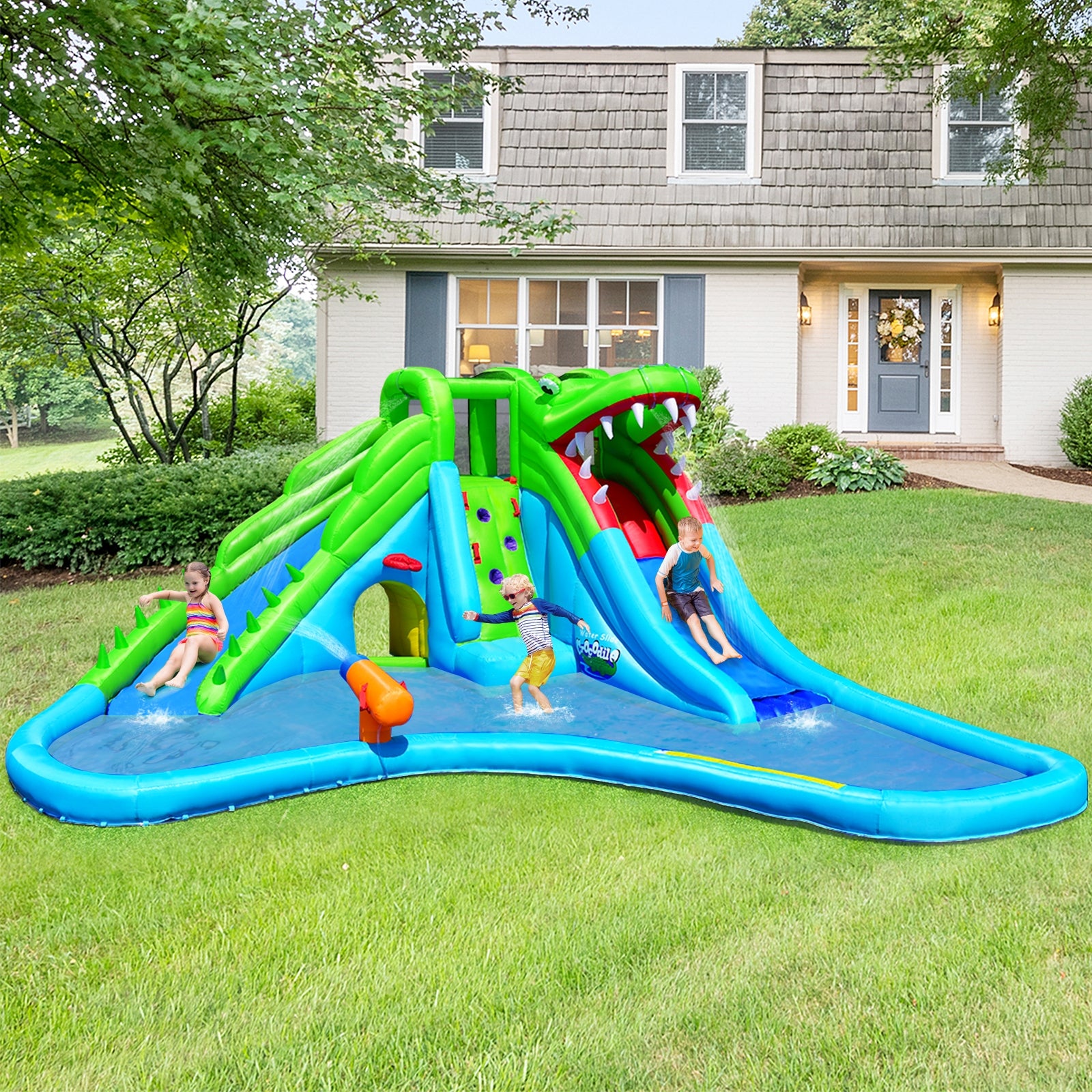 Inflatable Crocodile Water Slide Climbing Wall Bounce House Bounce House at Gallery Canada