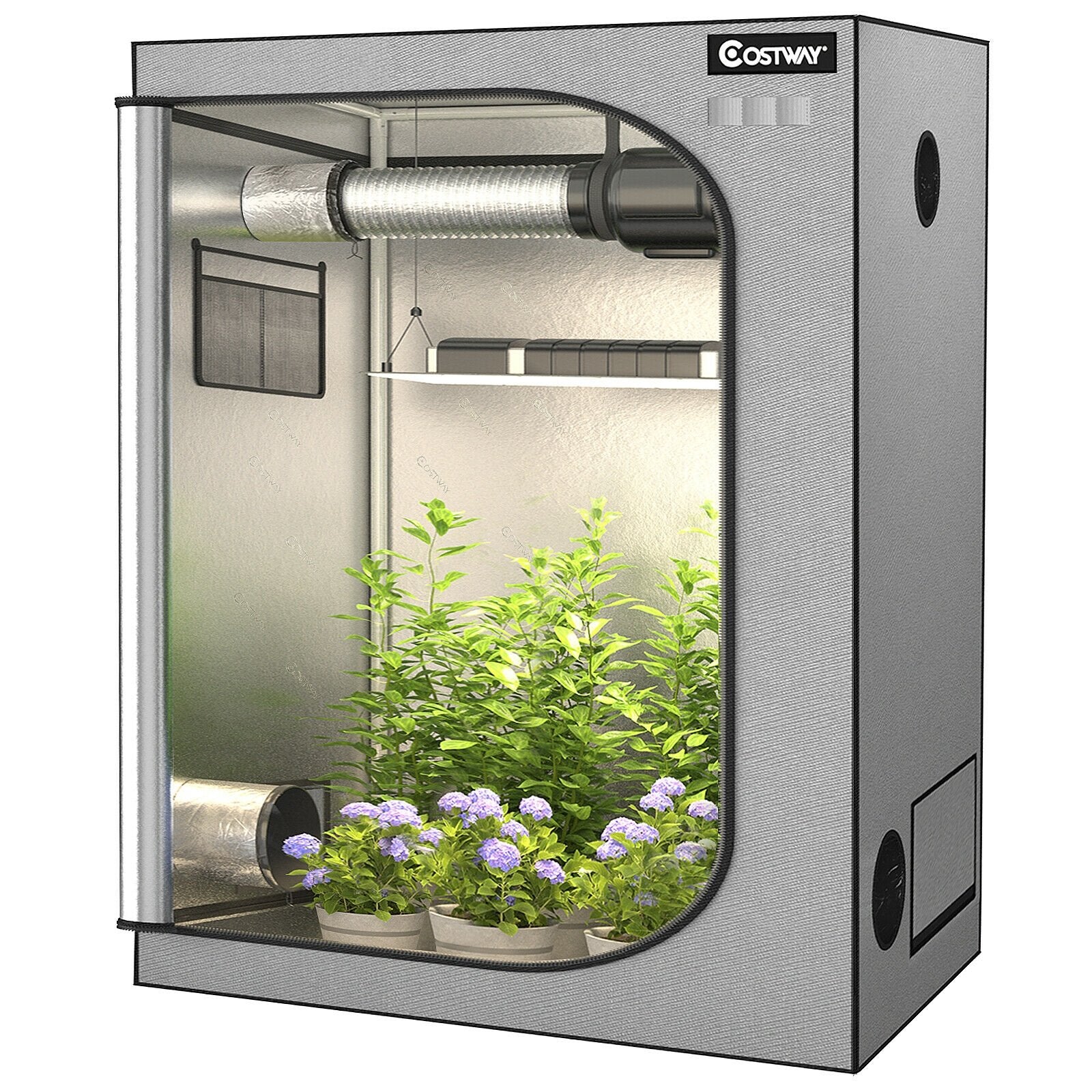 48 x 24 x60 Inch Mylar Hydroponic Grow Tent with Observation Window, Gray at Gallery Canada