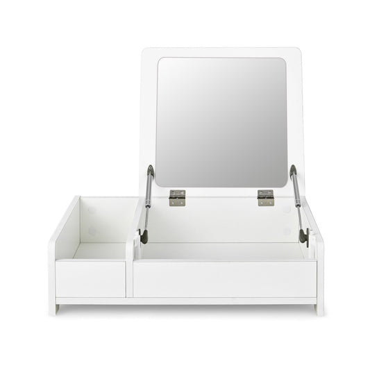 Compact Bay Window Makeup Dressing Table with Flip-Top Mirror, White - Gallery Canada