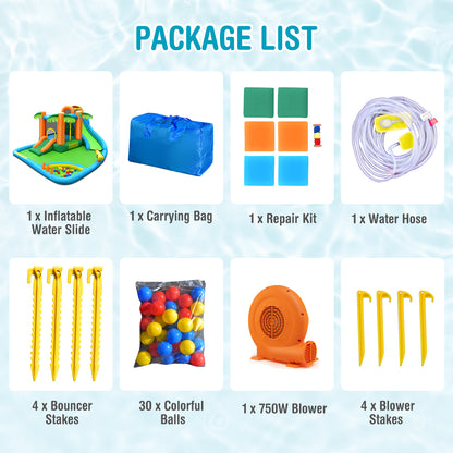 7-in-1 Inflatable Water Slide Park, Trampoline Climbing, 680W Blower, Multicolor Bounce House at Gallery Canada