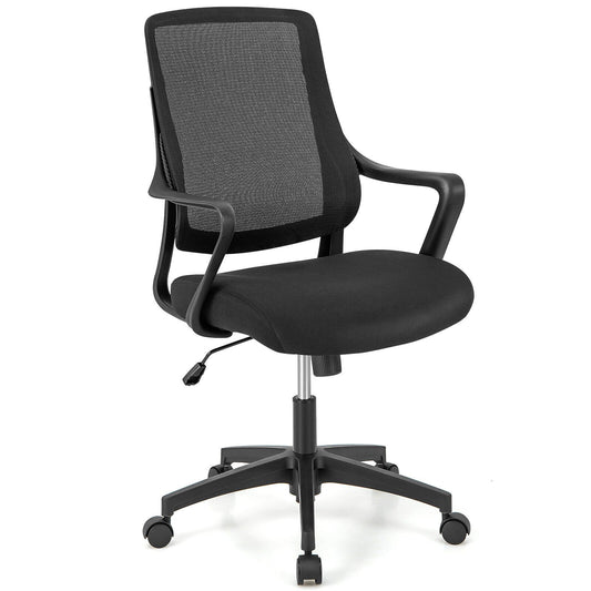 Modern Breathable Mesh Chair with Curved Backrest and Armrest, Black at Gallery Canada