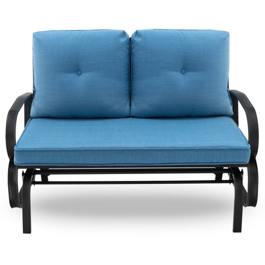 Patio 2-Person Glider Bench Rocking Loveseat Cushioned Armrest, Blue at Gallery Canada