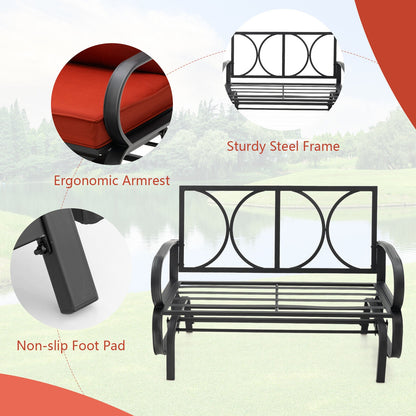 Patio 2-Person Glider Bench Rocking Loveseat Cushioned Armrest-Brick Red, Red Patio Rocking Chairs & Gliders at Gallery Canada