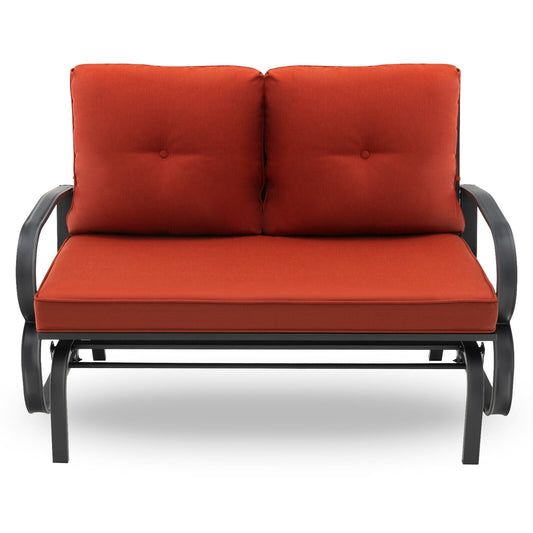 Patio 2-Person Glider Bench Rocking Loveseat Cushioned Armrest, Red - Gallery Canada