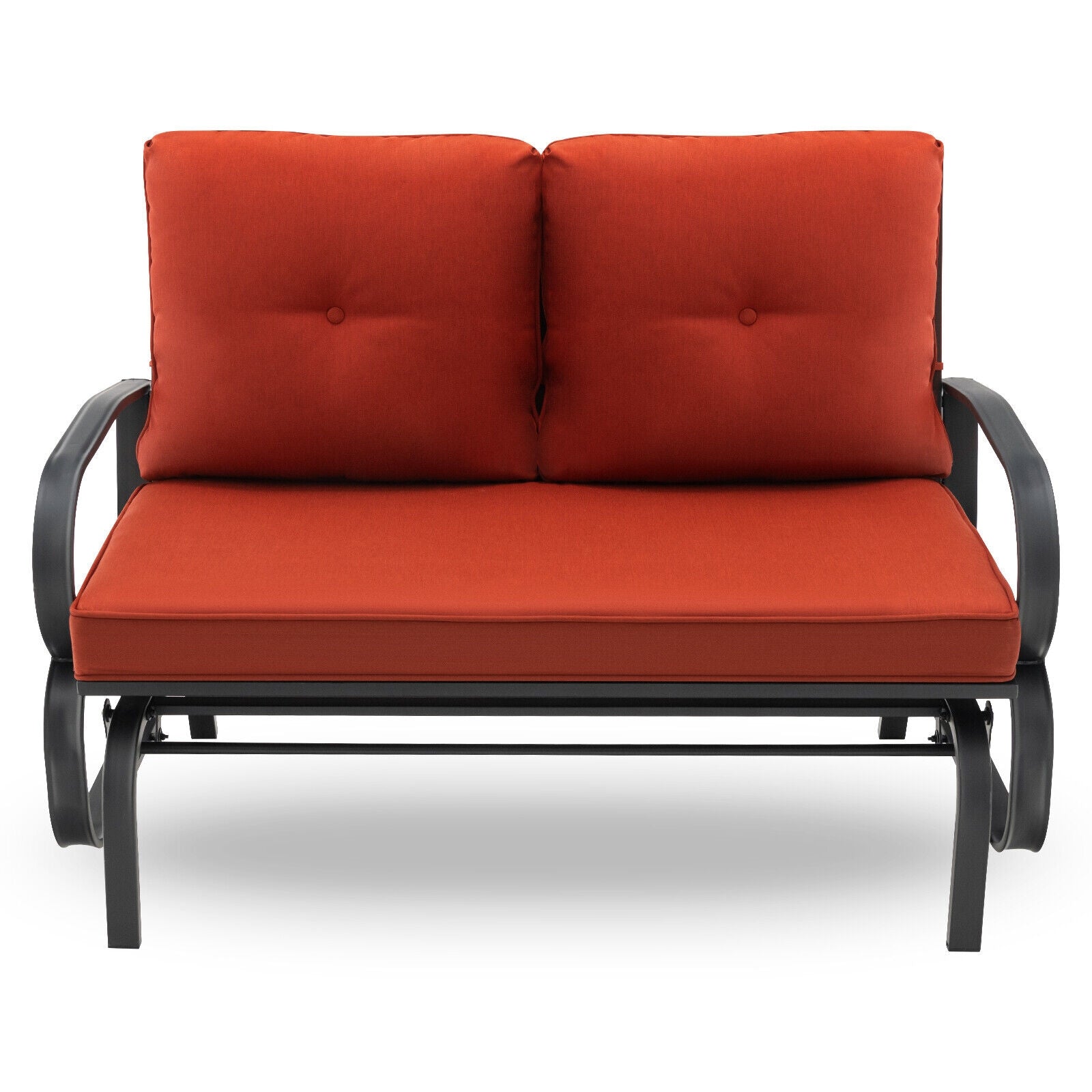 Patio 2-Person Glider Bench Rocking Loveseat Cushioned Armrest-Brick Red, Red Patio Rocking Chairs & Gliders Red at Gallery Canada