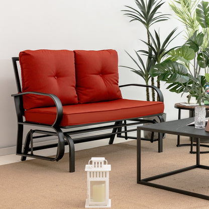 Patio 2-Person Glider Bench Rocking Loveseat Cushioned Armrest-Brick Red, Red Patio Rocking Chairs & Gliders at Gallery Canada