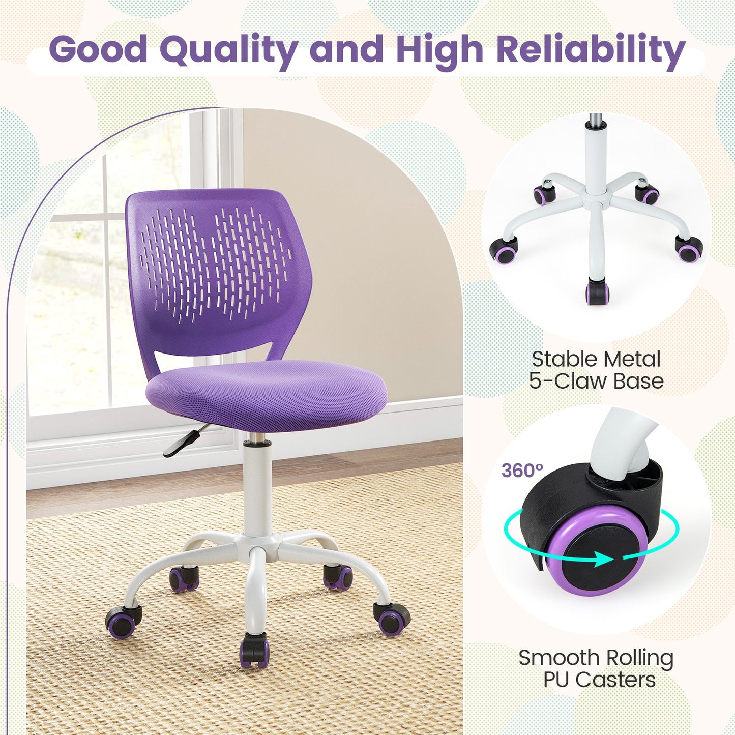 Ergonomic Children Study Chair with Adjustable Height, Purple at Gallery Canada